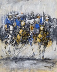 Naeem Rind, 12 x 16 Inch, Acrylic on Canvas, Polo Painting, AC-NAR-046